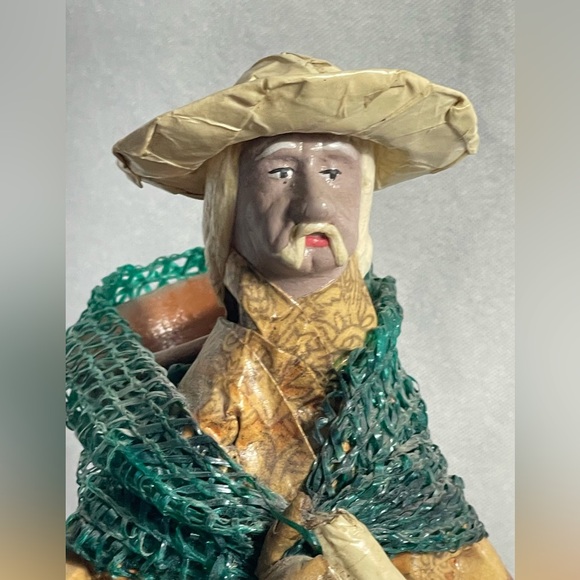 Handcrafted Artisan Figurine with Orange and Green Accents - Picture 6 of 14